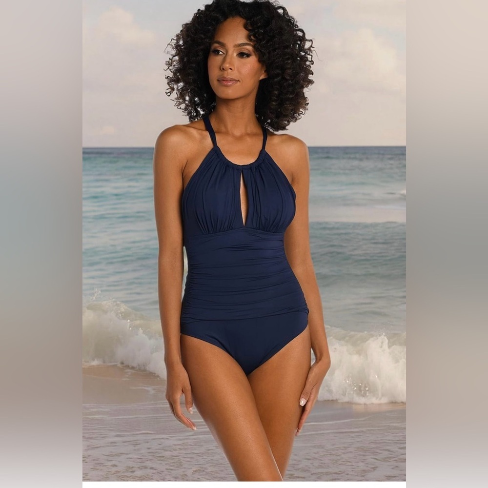 La Blanca NWT Island Goddess High Neck Keyhole One Piece Swimsuit 8 - Picture 5 of 9